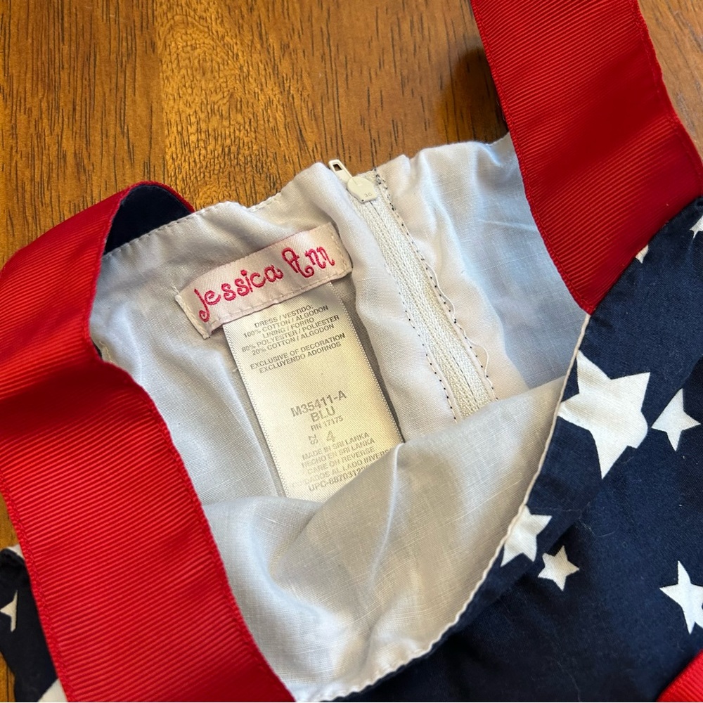 Jessica Ann Americana Star Dress | Boutique Patriotic | Toddler Girls 4T - Picture 3 of 5